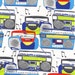 Timeless Treasures Fabric- Boom Boxes- White - Retro Novelty Fabric