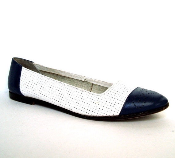 blue and white flat shoes