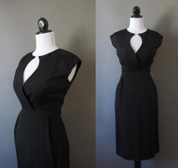 RESERVED vintage 1960s bill BLASS black wiggle wrap dress