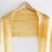 Linen scarf / shawl hand knit in pale yellow feather and fan lace