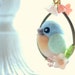 Needle felted bird necklace, wool bird on flower hoop necklace, blue & green color, whimsical jewelry