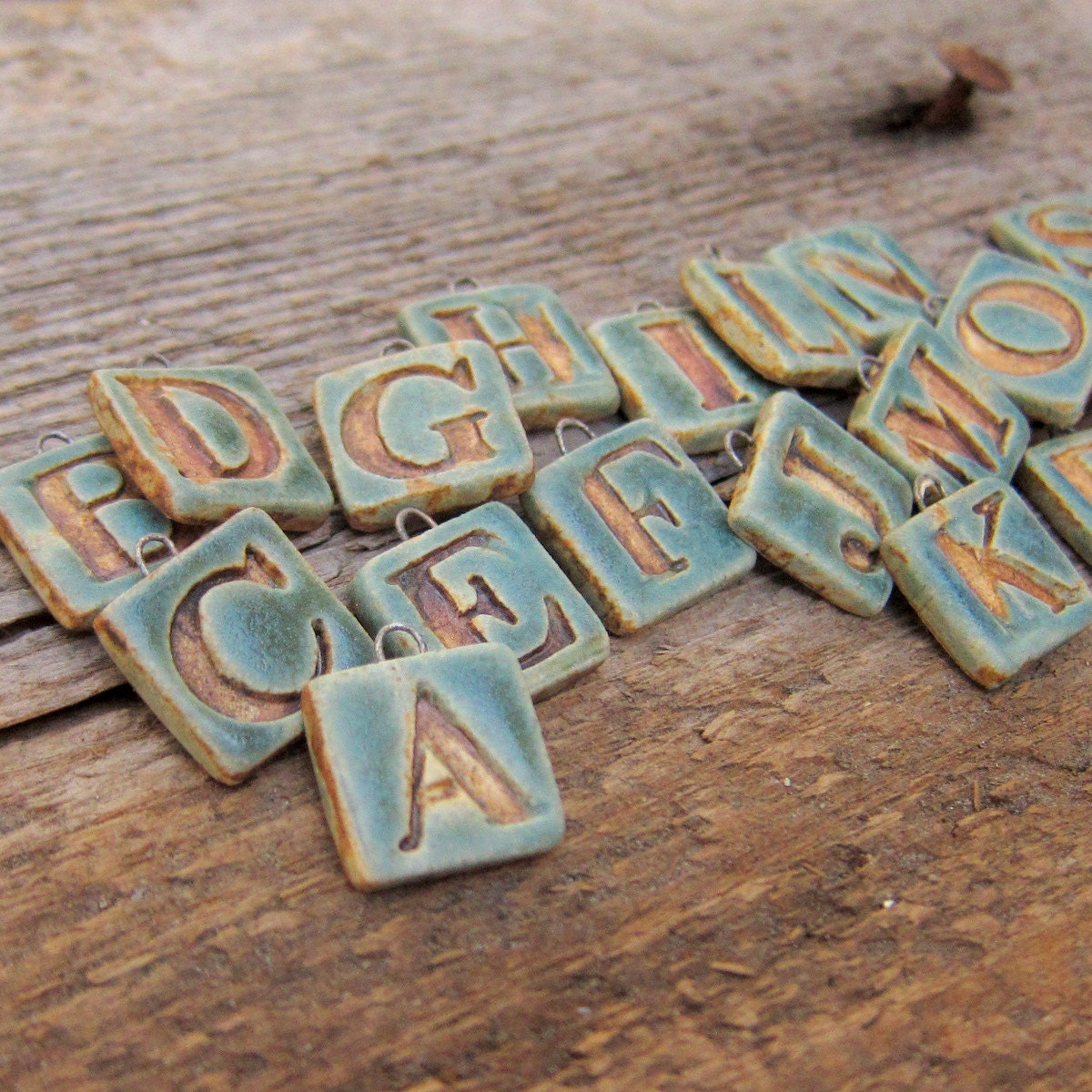 Ceramic Letter Beads Alphabet Tags Charms handmade A through