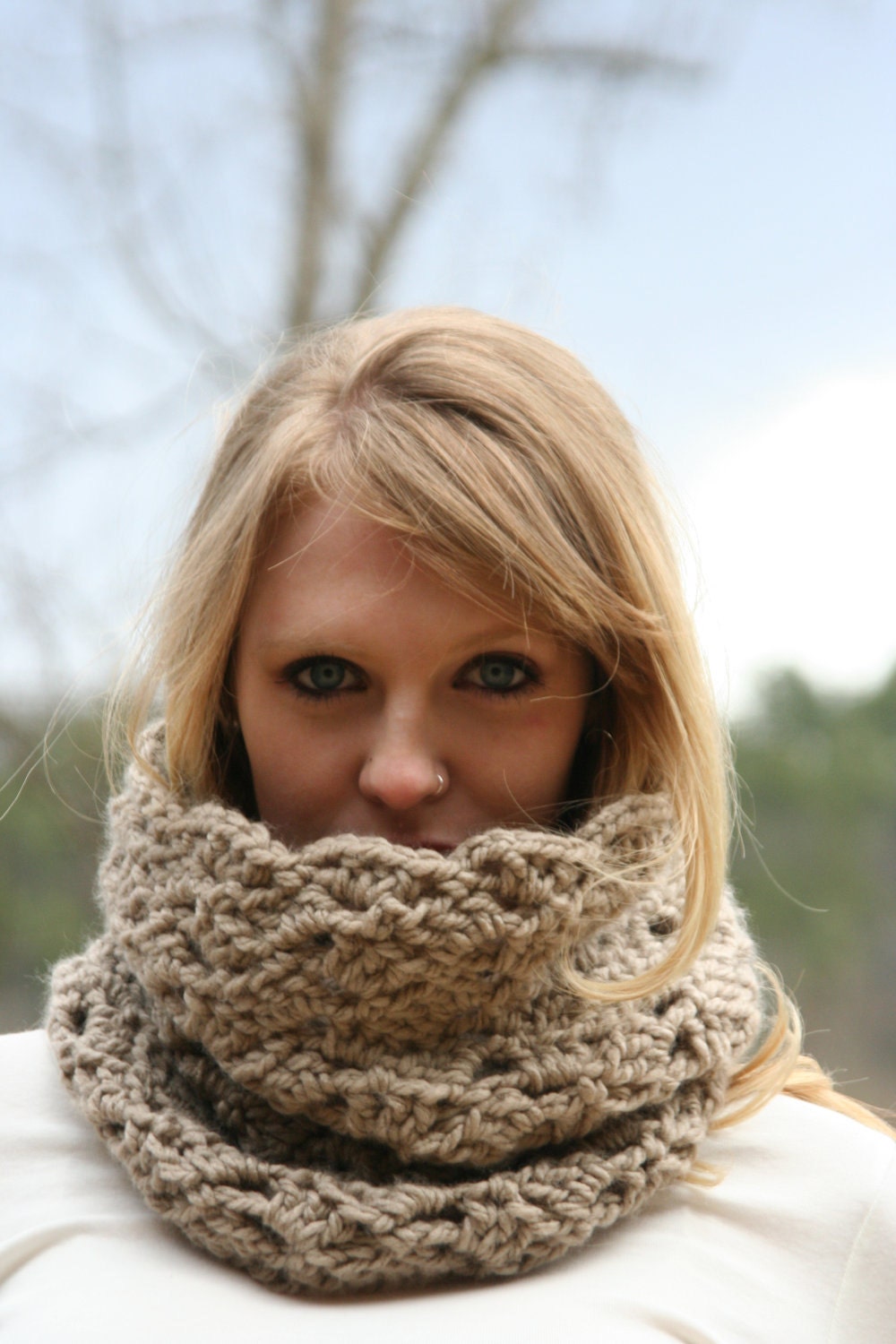 Chunky Cowl Scarf Crochet Loop Neck Warmer Scarf THE