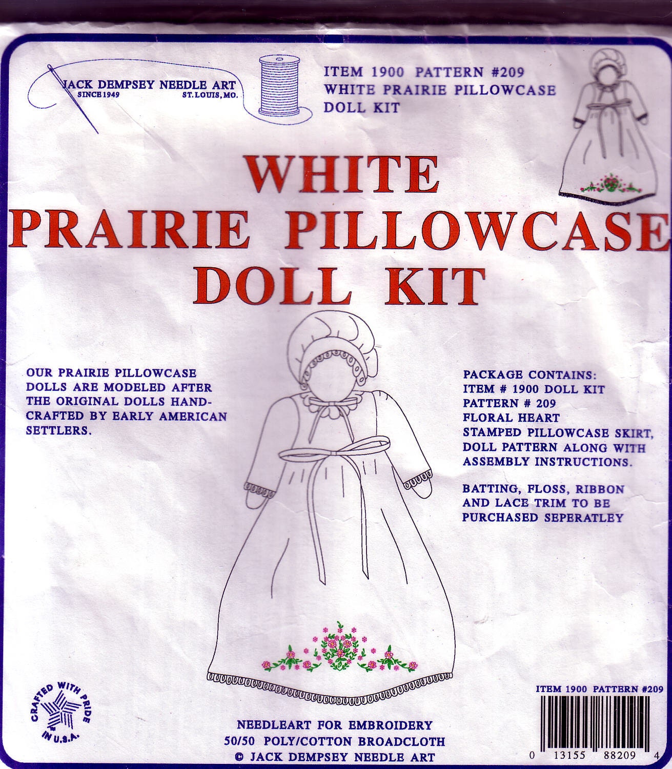 Pillowcase Doll Kit Jack Dempsey Needle Arts