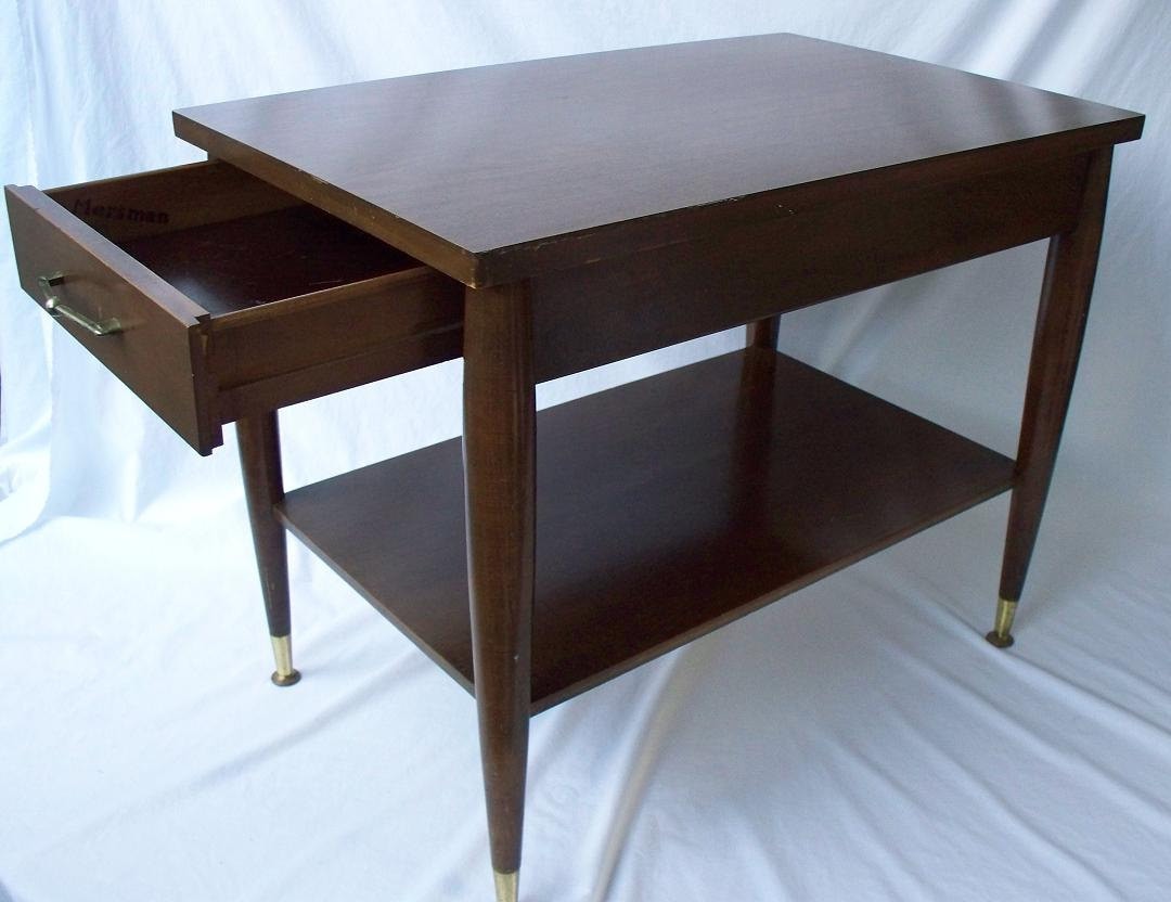 Mid Century Mersman Wood End Table with Drawer & Shelf