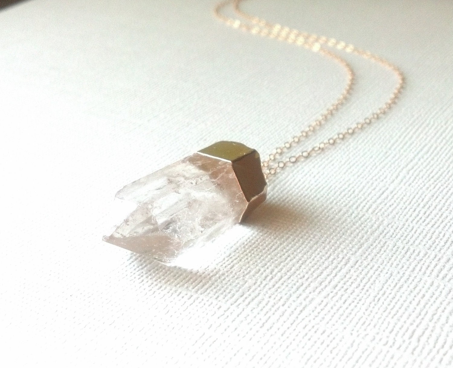 Crystal Quartz Gold Necklace by RHjewels on Etsy