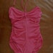 Vintage 70s De Weese Hot Pink Bandeau Ruched One Piece Swimsuit