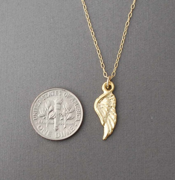 Gold Tiny Angel Wing Necklace also available in silver