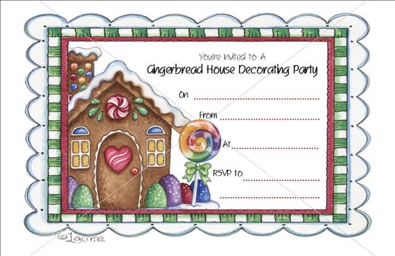 Printable Christmas Gingerbread House Decorating Party