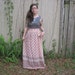 Vintage // Grunge Linen wrap skirt // designer Maxi floral cream // 1960's hippie skirt // california // size S