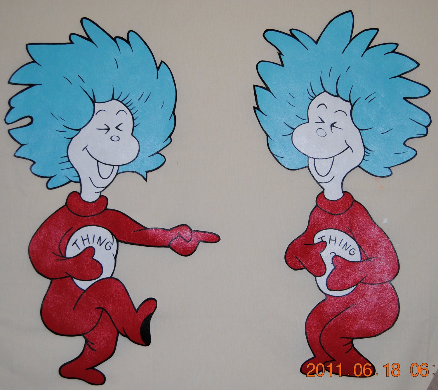 Dr Seuss Thing 1 and Thing 2 Wallpaper Mural 2 Piece by mamashpey1