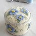 Wool Felt Pin Cushion with Blue Flowers