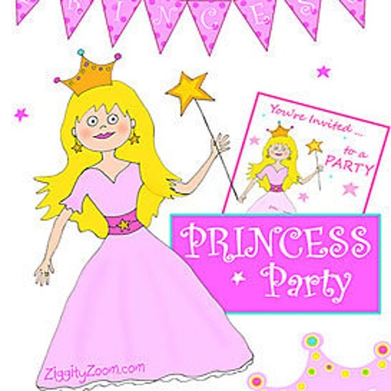 Items similar to Pink Princess Birthday Printable Party Decorations on Etsy