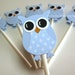 Baby Blue Owl Cupcake Toppers- Owl Baby Shower Decorations..set of 12