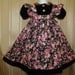 SALE pinafore dress Toddler Blk Velvet / cotton flower print