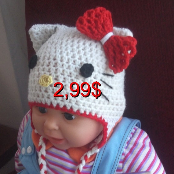 hat earflap pattern kitty crochet hello HAT and CROCHET Easy Items similar Kitty, PATTERN to All Quickly Hello