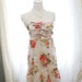 CHRISTMAS SALE - Romantic fall red floral garden chiffon ribbon lace crocheting accent spaghetti straps sundress dress off white ivory base