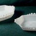 3 Handled Hexagonal Milk Glass Condiment Bowls Trays