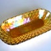Vintage Gold Yellow Iridescent Carnival Basket Weave Serving Dish Bowl
