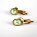Vintage Cameo Earrings Green Flowers Clip-Ons