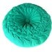 Vintage Pillow Smocked Green Corduroy Round Decorator Throw