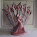 Royal Haeger Gladiola Peacock Large Pink Vase With Blue Glaze Circa 1938