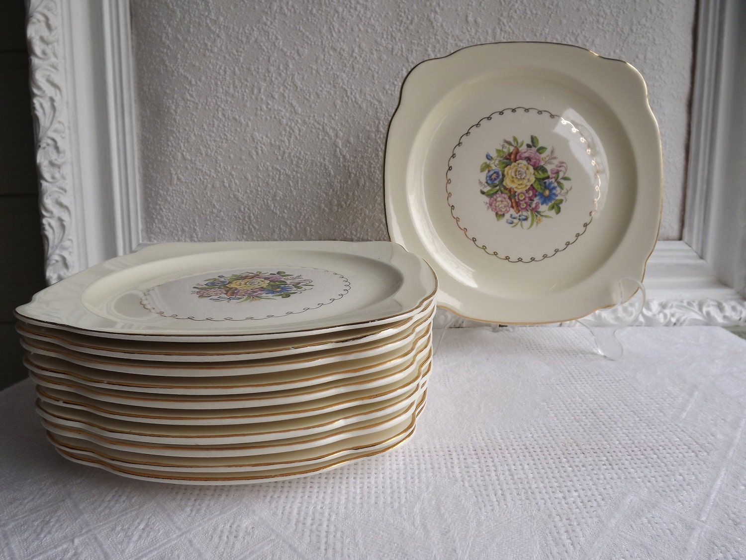 Vintage Paden City Pottery Delmar Garden 11 Square Salad