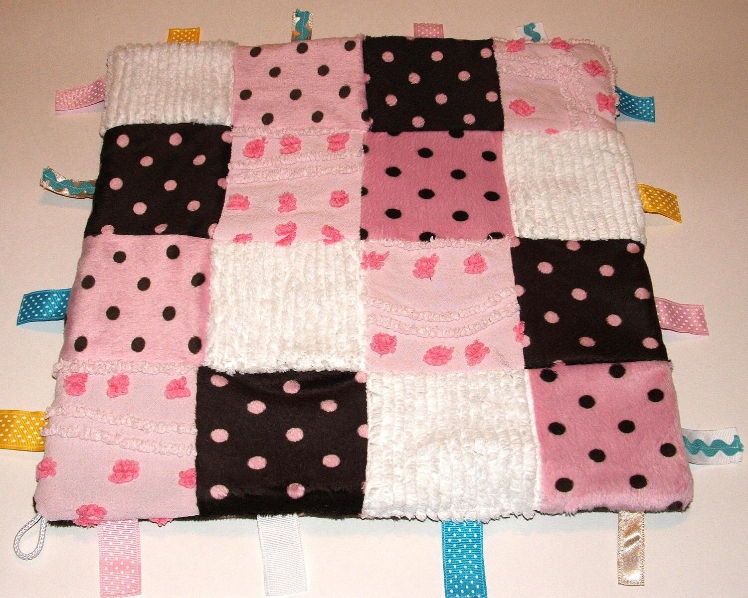 Girl's Taggie blanket Lovey by TurtleDoveLane on Etsy