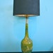 Large Mid Century Green Drip Glaze Lamp