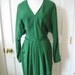 80's Tom & Linda PLATT high end designer emerald green silk wrap draped dress