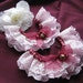 T3 Pink, White and Burgundy over the knee Sock Toppers