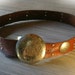 Hand Made in Morocco - Vintage Brown Leather Belt with Etched Silver Tone Buckle & Conchos size 32 33 34 35