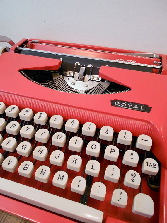 Vintage Cursive Typewriter Coral Red 1960's Royal Parade