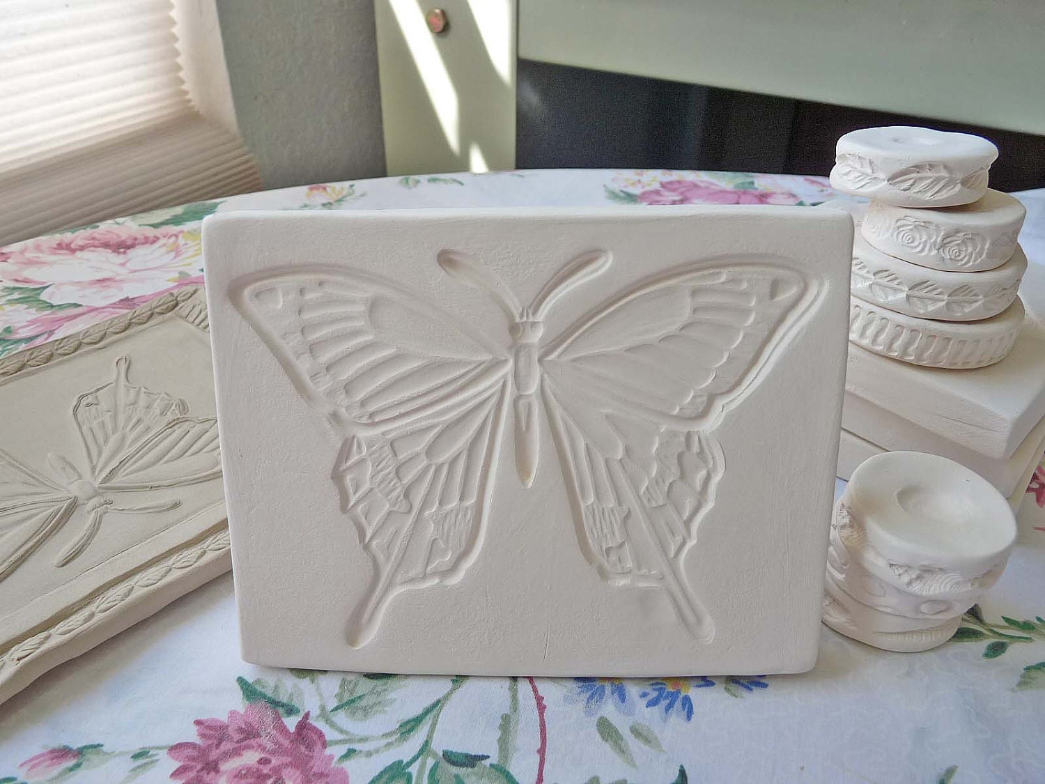 Clay Stamp Butterfly Pottery Press Mold Relief Mold or Sprig