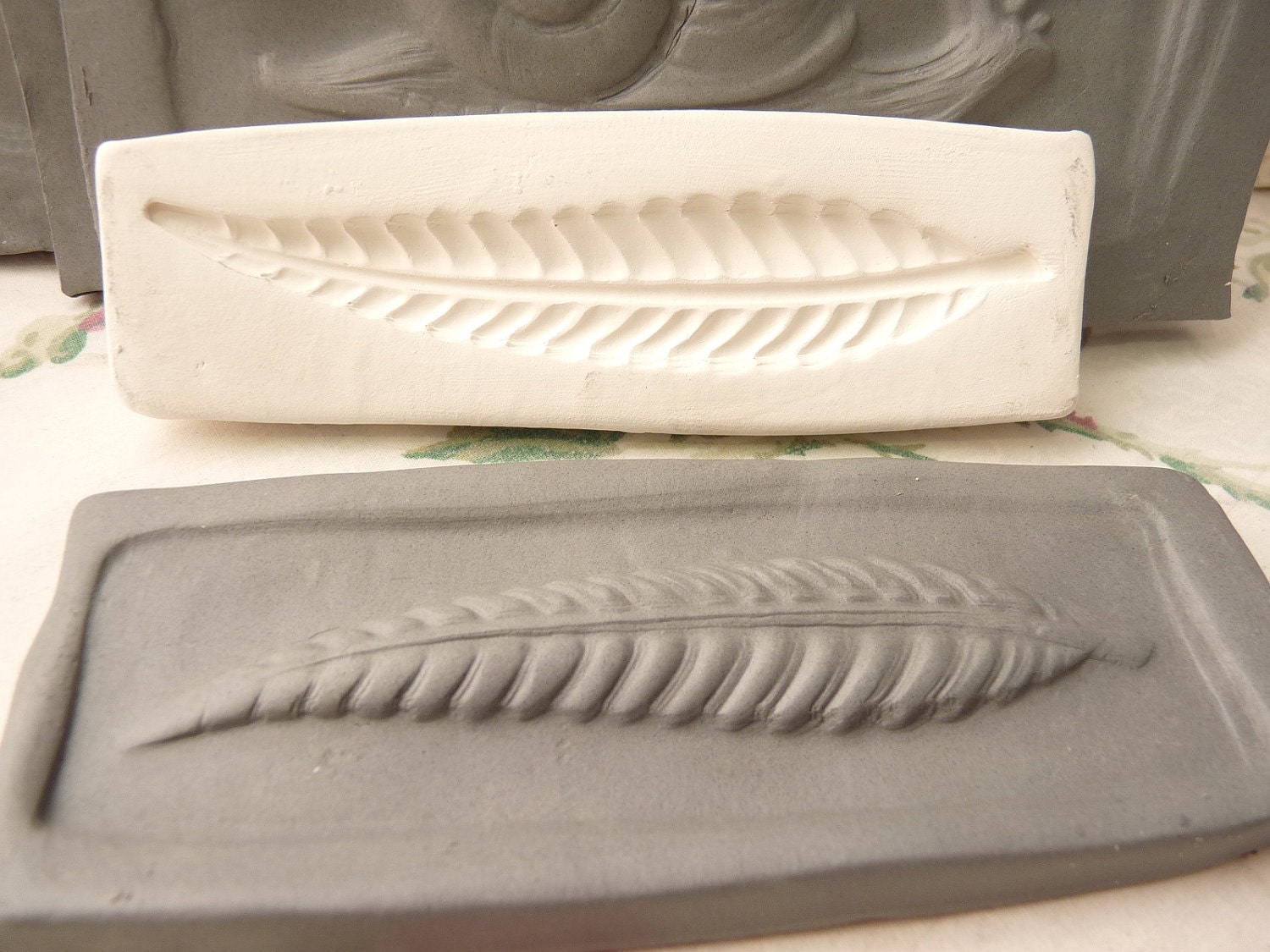 Clay Stamp Leaf Press Mold Relief Mold or Sprig Mold Bisque