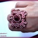 Soutache big adjustable ring - elegant, fashionable and unusual, perfect fot the bridesmate - Red pearl