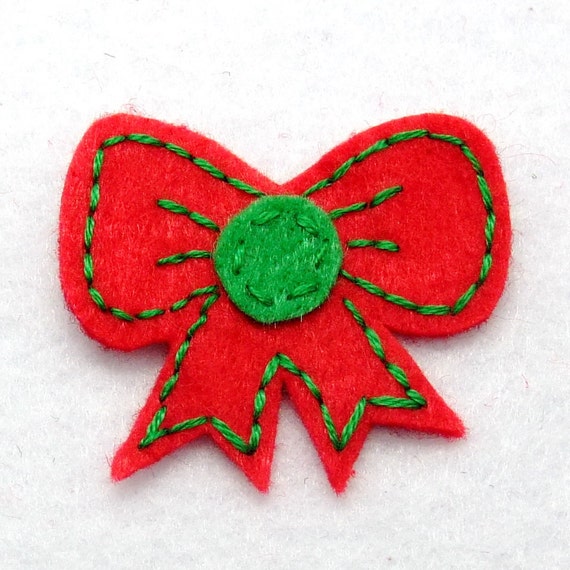 Handmade Christmase bow felt appliques set of 6 pcs G027