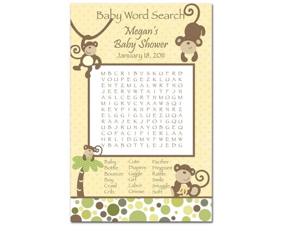 baby monkey bingo shower Gallery Games Printable Baby Shower Go Free > Back For > Monkey