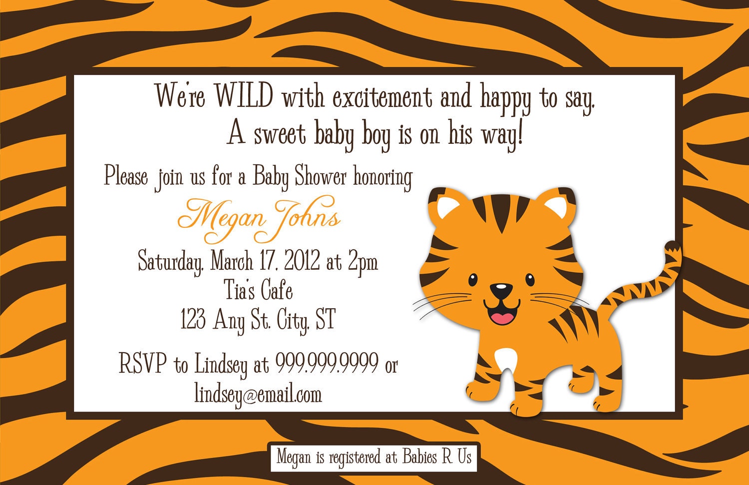 Tiger Birthday Party Invitations 8