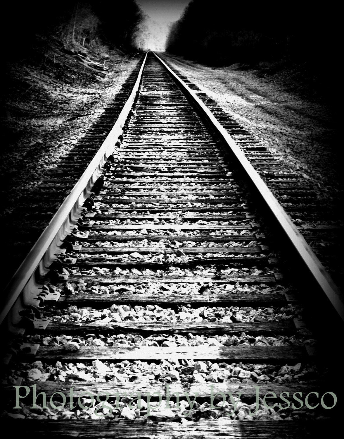  to 11x14" Black and White Railroad Tracks Fine Art Photography on Etsy