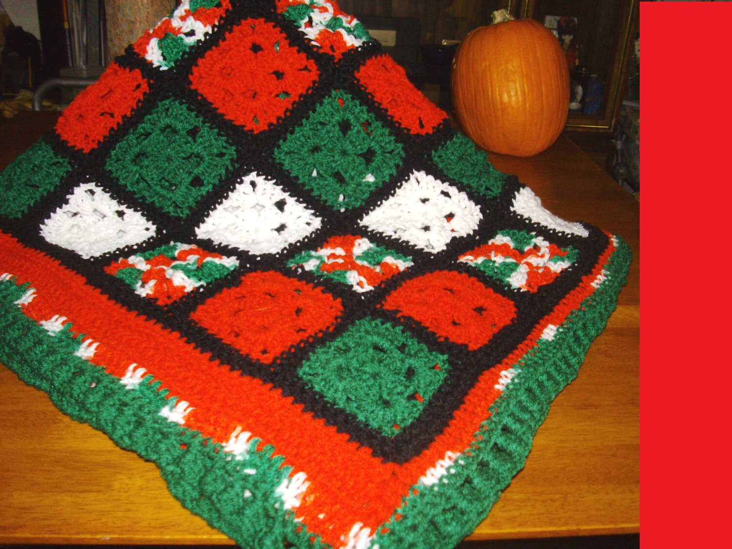 Crochet Christmas Lap Blanket with Mini tree border