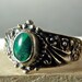 FALL SALE Vintage Silver Ornate Engraved Ring with Small Malachite