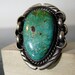 SALE Vintage Silver Large Green Gemstone Surrounded by Chain Links