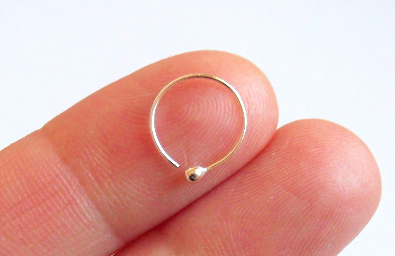 Ball End Nose Hoop Pure Silver 24 Gauge Nose Ring Fine