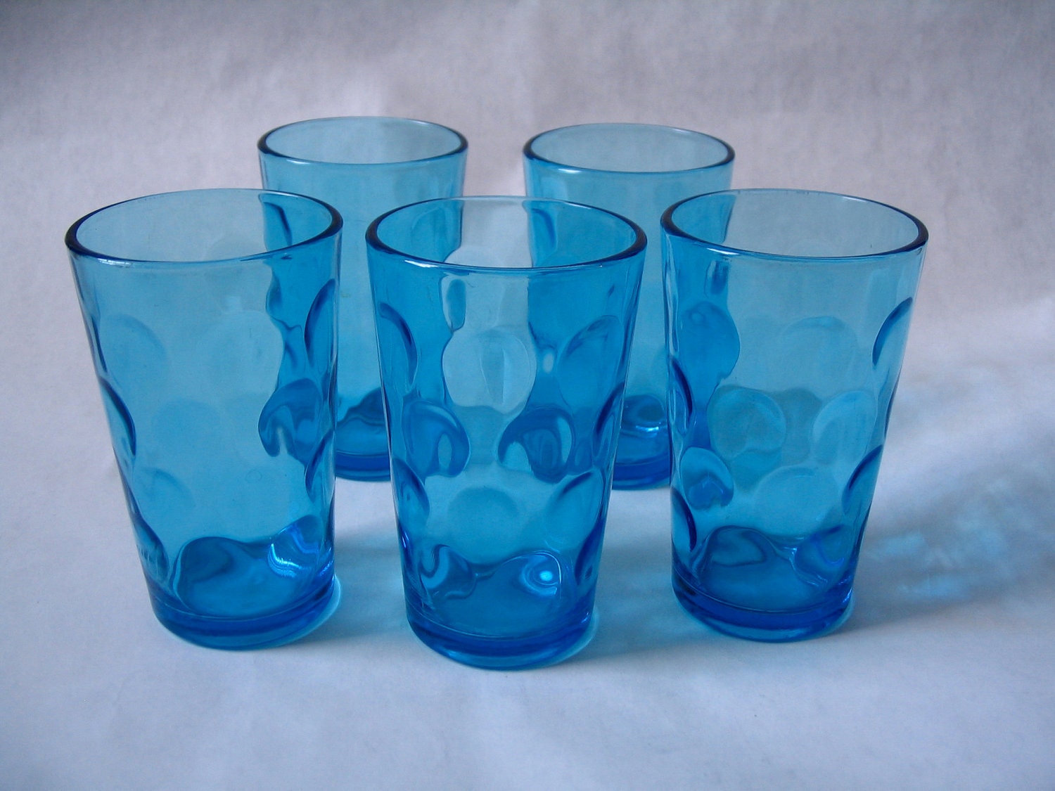 Aqua Drinking Glasses Vintage 1970's Set of 5