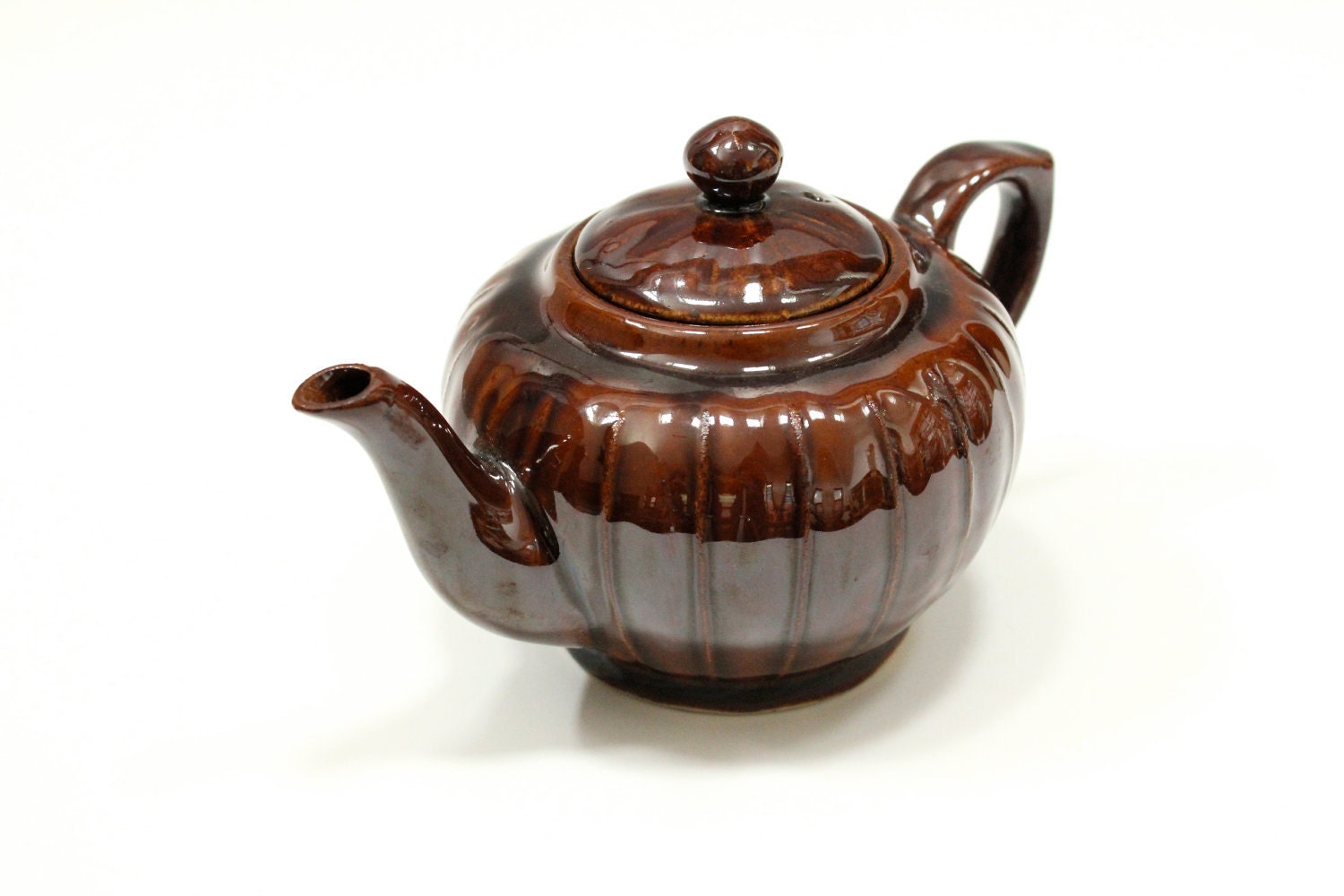 Vintage Ceramic Teapot Brown Ceramic 1950's Rustic