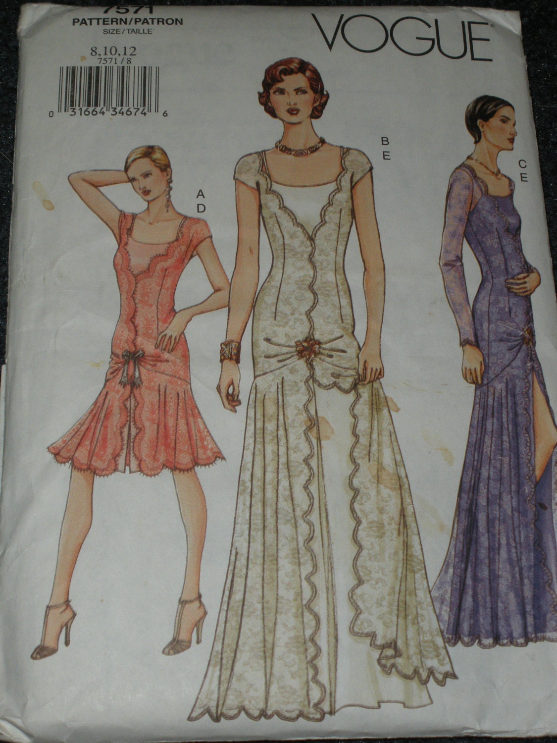 Vogue pattern 7571 evening gown cocktail dress 1920's