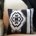 Navajo pillow, Pendleton tribal graphic pattern of wool Blanket weight fabric, black, white, grey 14 x 14