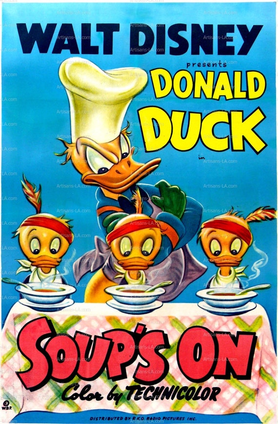 Items similar to Soup s On Donald  Duck  Disney 1948 Movie  