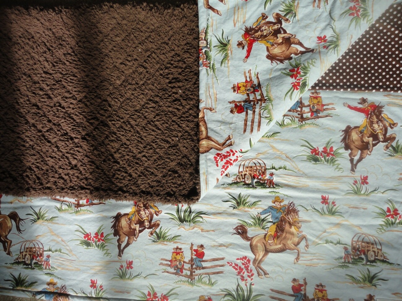 Soft Cowboy Blanket ask about a matching burpie by EthelandArtie